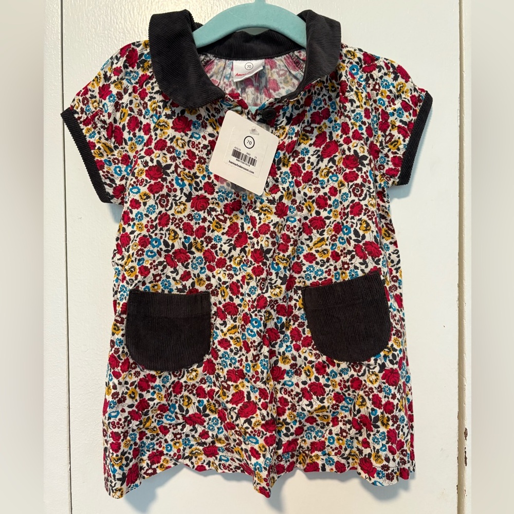 Hanna Andersson floral print knit dress, size 70 (6-12 months), new with tags